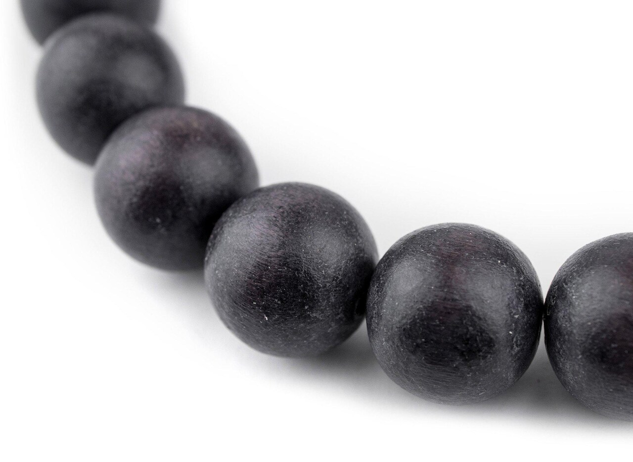 The Bead Chest Natural 20mm Wooden Beads in Grey - Dark for Jewelry Making – Round Loose Wood Spacer Beads I Approximately 20 Beads